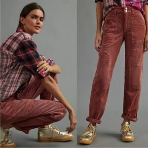 Anthropologie Pilcro The Wanderer Distressed Corduroy Carpenter Pants 31 Clay
